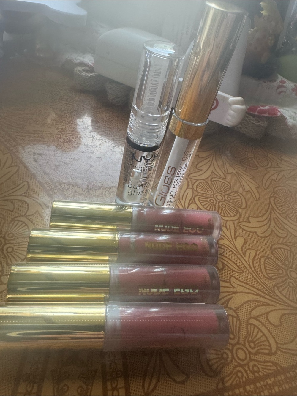 Nude Gloss Lip Gloss Set by (Unknown) — Pink & Rose Shimmer